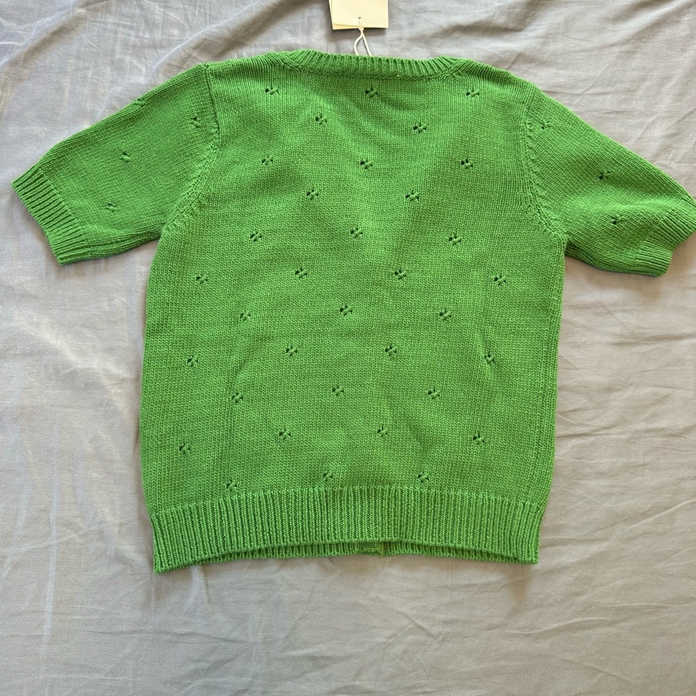 Sezane Green Short Sleeve Knit Cardigan - Picture 5 of 9